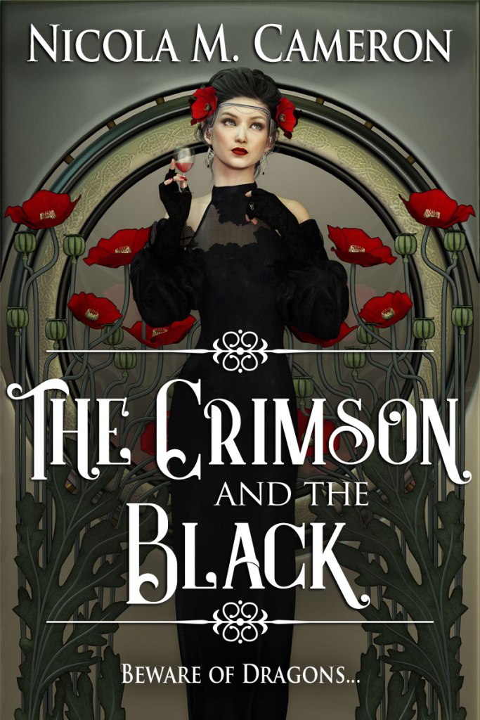 Cover art for the paranormal romance novel The Crimson and the Black by Nicola M. Cameron